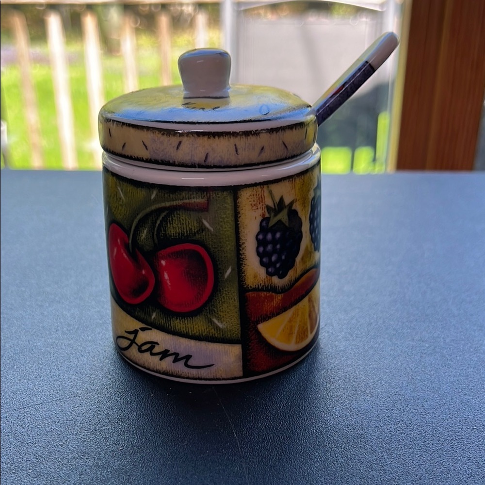 MSC Joie De Vivre Confiture Colorful Fruit Jam Jar with Lid and Spoon